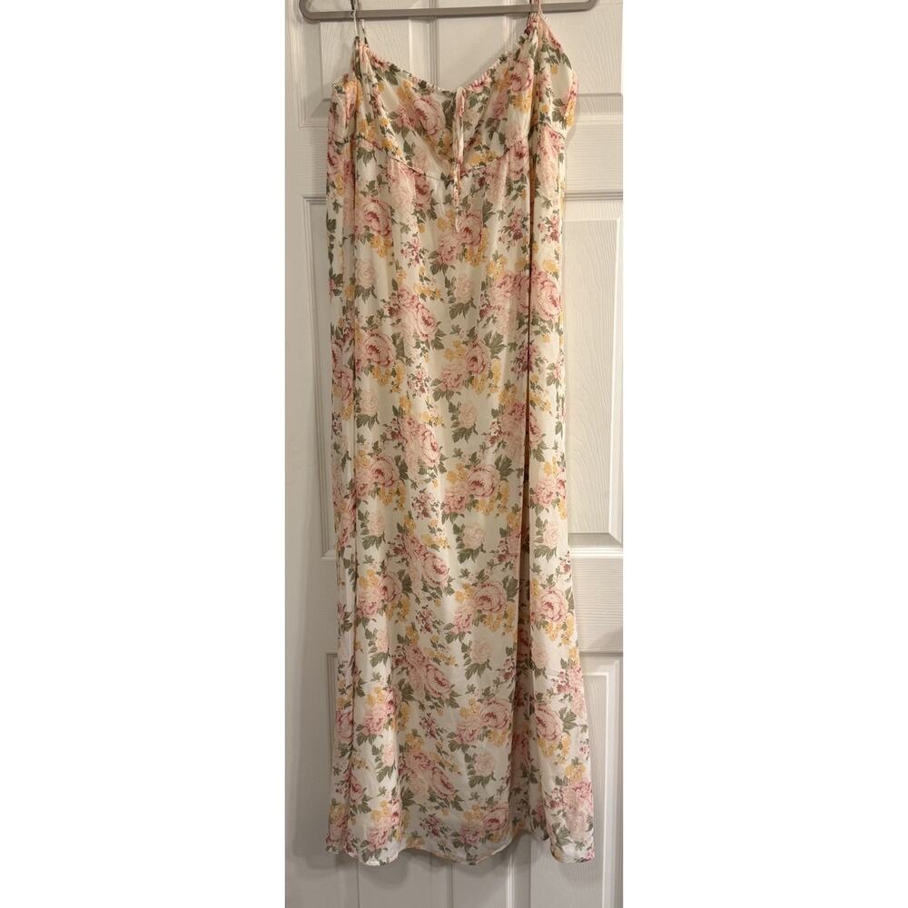 Fashion Nova Maxi Dress XL Floral Empire Waist Coquette Cottagecore Flowy Fairy